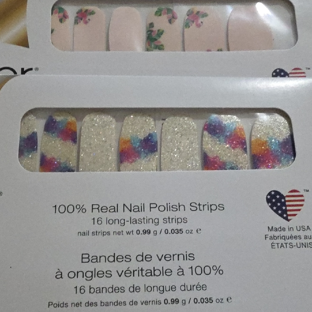 Color Street Glitter Nail Polish Strips with Multicolor Confetti on Pearl Base